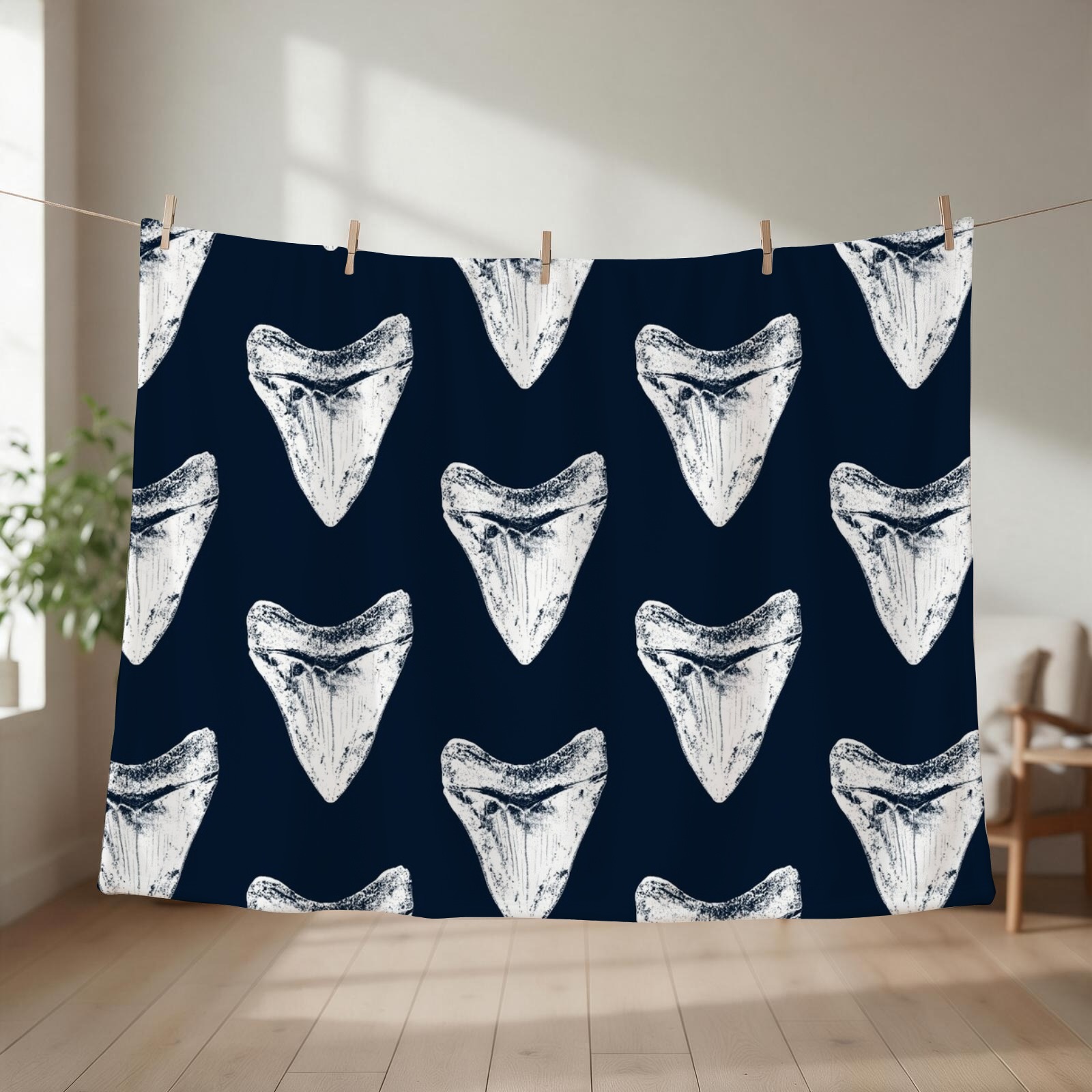 3D Printing Tooth - Megalodon Shark Tooth Throw Blanket Retros