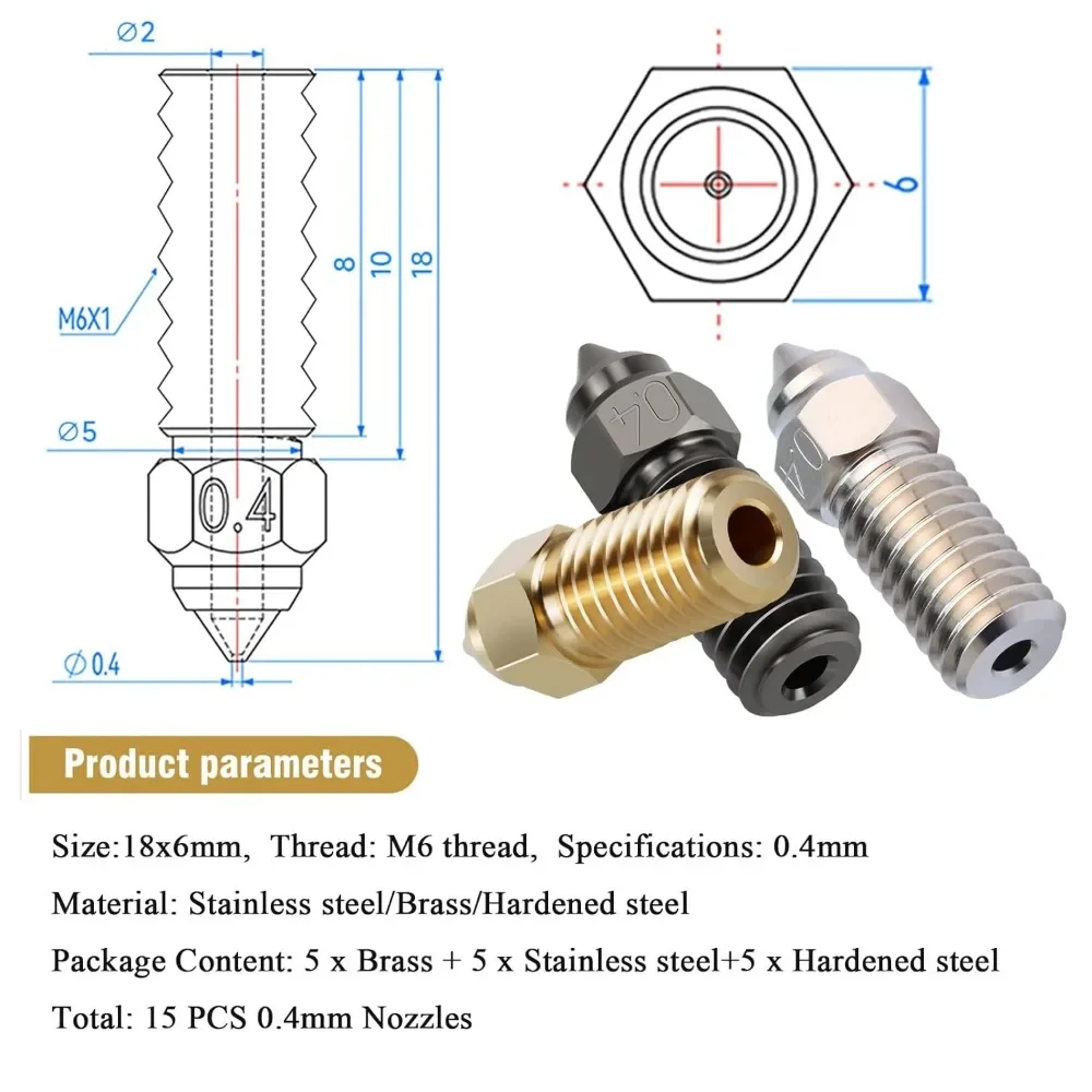 5/10pcs Elegoo Neptune 4 Nozzl - 3D Printer Nozzle Brass review and price